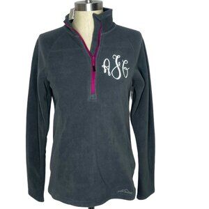 NWT Eddie Bauer Sweatshirt Pullover Womens Size S Grey Purple Fleece Quarter Zip